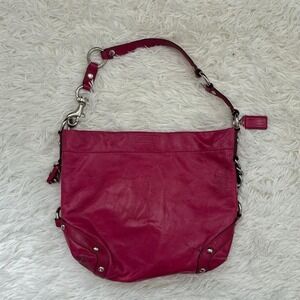 Vintage Y2K Pink Coquette Cute Glam Barbie leather Coach purse silver hardware